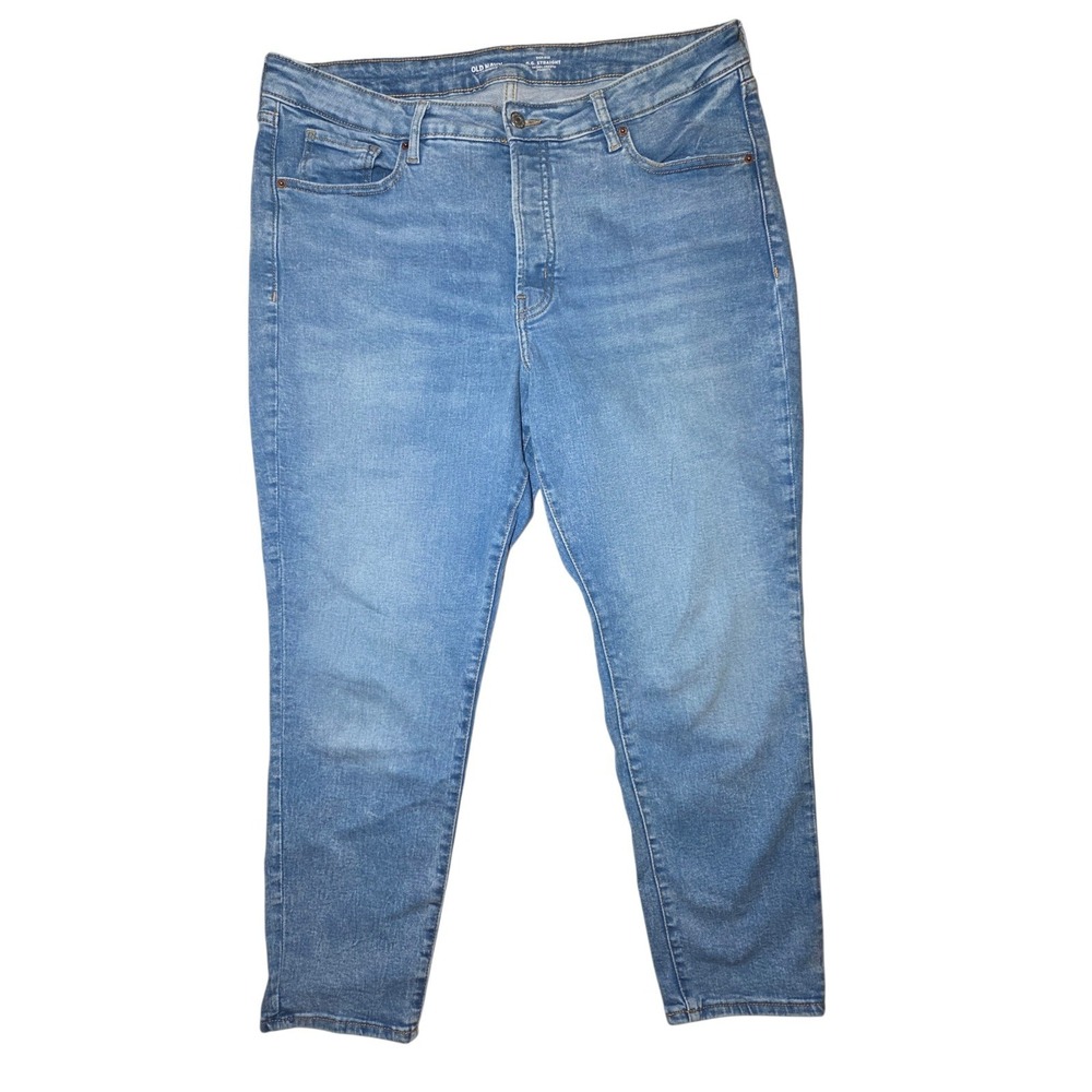 Old Navy High Rise OG Straight Light Wash‎ Button Fly Stretch Jeans 16